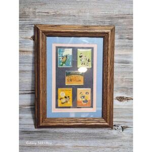Disney Vintage Mickey Minnie World Stamp Pins Artwork Framed Collection